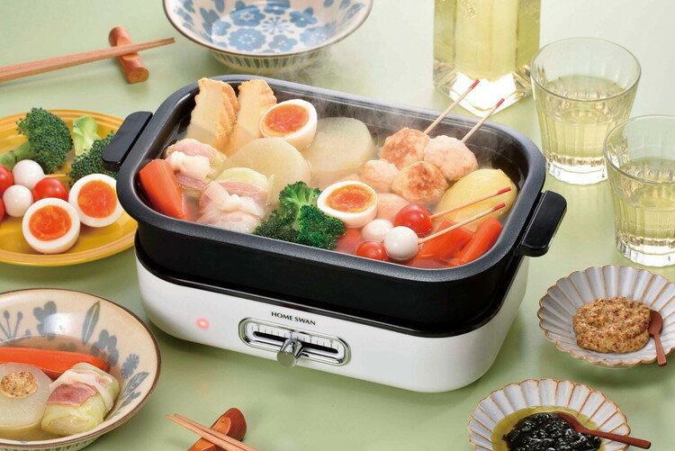 ホットプレート 1~2人用 深・浅型2点セット コンパクト グリルプレート 温度調節機能 フッ素加工 お手入れ簡単 食卓 グリルパン 鍋物 焼物 ホームパーティー(代引不可)【送料無料】 3