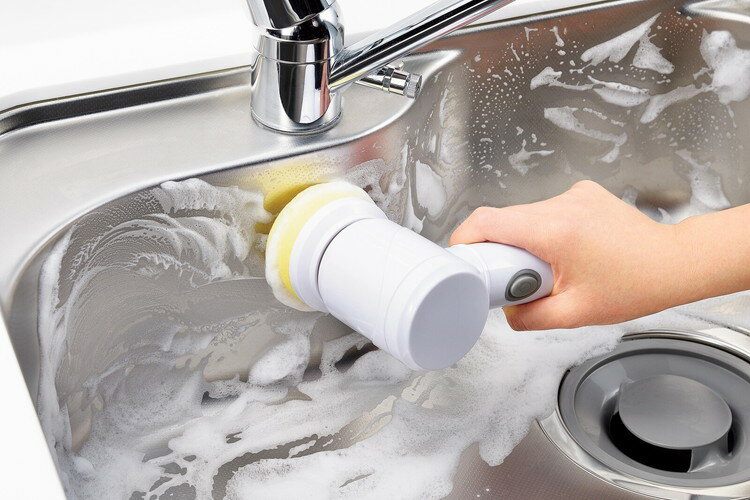 電動ブラシ 電動クリーナー ぴかぴかポリッシャーDX ポリッシャー ブラシ スポンジ ツヤ出し 洗面所 浴室 お風呂掃除 タイル掃除 シンク ホルダー付 壁掛け 電動式 水回り 掃除(代引不可)【送料無料】