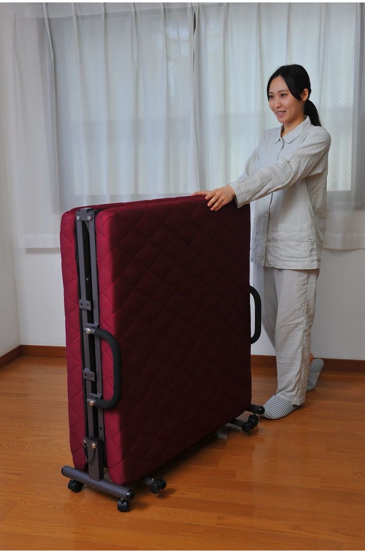 リクライニング ベッド セミシングル SS 高反発 手すり キャスター付き メッシュ 収納式 高反発ウレタン ベッドフレーム マットレス(代引不可)【送料無料】