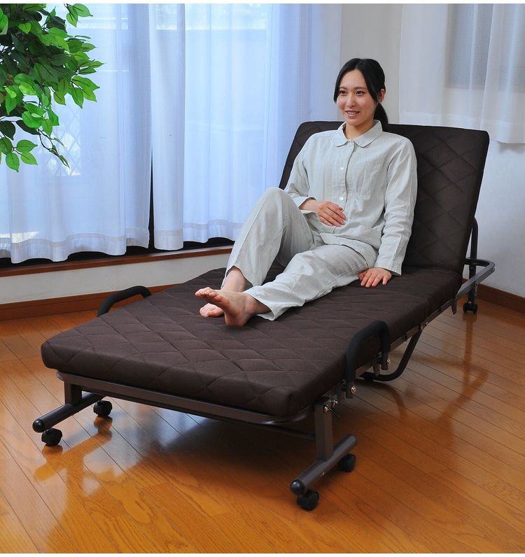 リクライニング ベッド シングル S 高反発 手すり キャスター付き メッシュ 収納式...