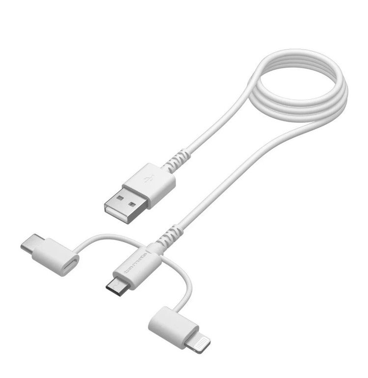 USB-A to 3in1ケーブル ロングライフ 1.2m ホワイト 多摩電子工業 H142LSCW