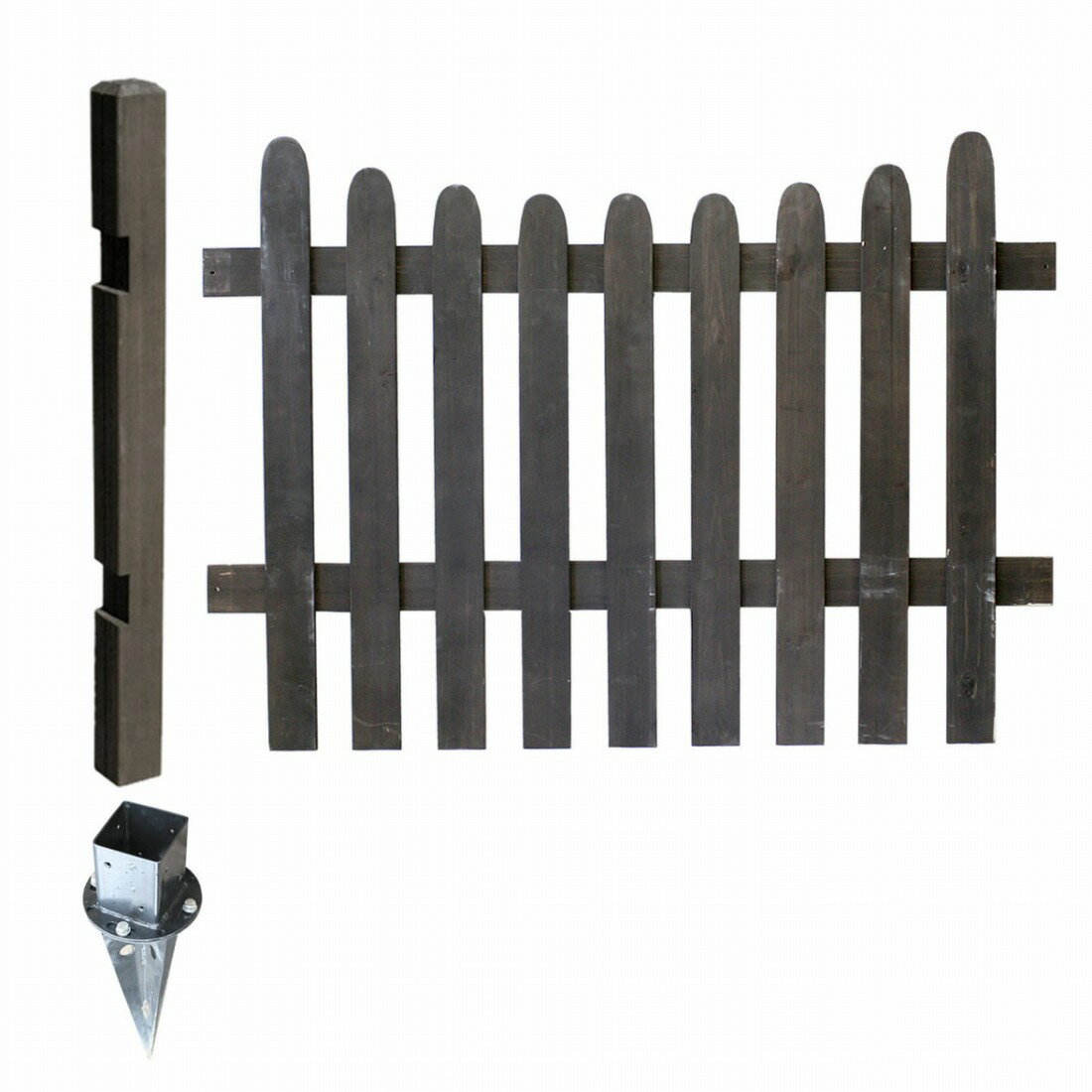 フェンス 目隠し 木製 天然木 ピケットフェンスU型連結セット(土中用) ピケフェンス 天然木 ガーデニング 枠 柵 仕切り 目隠し(代引不可)【送料無料】