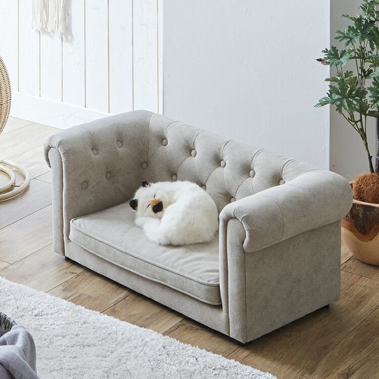 ペット用 猫 犬 ミニソファ 引っかき耐性 はっ水生地 グレー チェスターフィールド風ソファ ペットソファ ペット用ソファ ペット 家具 ペット用家具 おしゃれ...