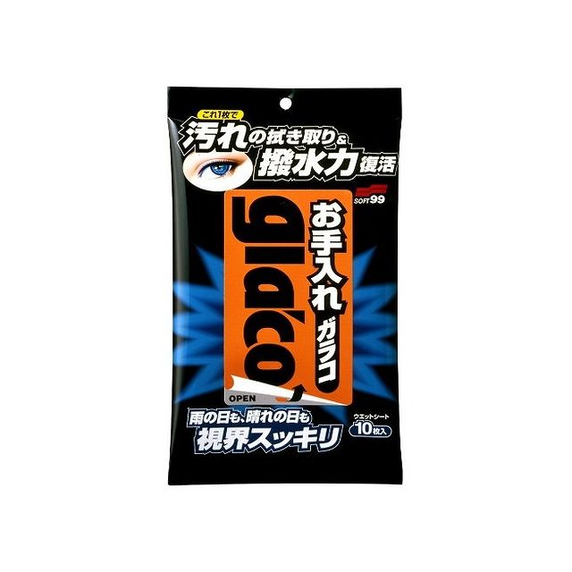 【商品詳細】●ガラスコーティング済みのガラスに使えば、 撥水力が弱った部分が修復されてコーティング効果が復活します。使用方法●おもての開封シートをめくり、一枚ずつ取り出して拭いてください。●シートが汚れたらキレイな面に変えて拭いてください。●万が一ウインドが白っぽく曇った時は新しいシートにかえて、仕上げ拭きをしてください。注意事項●用途以外に使用しない。●窓ガラスの内側には使用しない。●ガラス専用なので、透明＋●湿度の高い朝、夜などの車内外の温度差が大きい時ワイパー作動により白く曇ることがあるので注意する。●ワイパーゴムの劣化や金具のガタツキが大きいとワイパーのビビりることがあるので不良の際は交換する。●運転中には使用しない。 ●子供の手の届く場所、直射日光のあたる場所や高温になる場所には保管しない ●人体には使用しない。素材・成分撥水レジン アルコール類アクリルポリエステル製造国：日本発売元、製造元、輸入元又は販売元ソフト99コーポレーション【代引きについて】こちらの商品は、代引きでの出荷は受け付けておりません。【送料について】北海道、沖縄、離島は送料を頂きます。※メーカーの都合によりパッケージ、内容等が変更される場合がございます。当店はメーカーコード（JANコード）で管理をしている為それに伴う返品、返金等の対応は受け付けておりませんのでご了承の上お買い求めください。