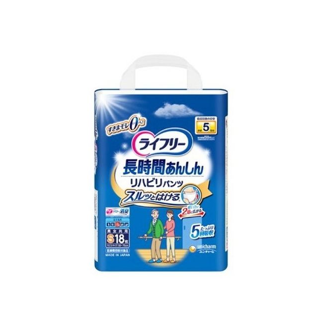 【商品詳細】介助があれば立てる方のための、長時間モレずに安心で上げ下げしやすい排泄リハビリに最適な紙パンツです。[1]軽い力で『スルッとはける』[2]スッキリ形状で『足入れスムーズ』[3]たっぷり5回分吸収・横モレあんしんギャザーで、『長時間モレずに安心』[4]かる〜く伸び縮みするので、『上げ下げらくらく』[5]やわらか素材で、『ここちよい肌触り』[6]全面通気シートで、『ムレずにサラサラ』[7]ニオイを閉じ込める、『消臭ポリマー配合』使用方法はき方・はかせ方：後処理テープの付いている面を後ろにしてください。すて方：1.おしり側を下にして股の方からウエストに向かってまるめてください。2.後ろの処理テープをつまんではがし、しっかりと止めて捨ててください。とりかえ方：1.おしっこの後はそのまま脱ぐか、両脇を破ってはずしてください。2.大便の時は、両脇を破り、便がこぼれないように股間部を片手で押さえながらはずしてください。※おむつを着脱するときには、後処理テープがお肌に触れないようにご注意ください。注意事項・汚れた紙おむつは早くとりかえてください。・テープは直接お肌につけないでください。・誤って口に入れたり、のどにつまらせることのないよう、保管場所に注意し、使用後はすぐに処理してください。・汚れた紙おむつは早くとりかえてください。・テープは直接お肌につけないでください。・誤って口に入れたり、のどにつまらせることのないよう、保管場所に注意し、使用後はすぐに処理してください。開封後は、ほこりや虫が入らないよう、衛生的に保管してください。素材・成分表面材：ポリオレフィン不織布吸水材：綿状パルプ、吸水紙、高分子吸水材防水材：ポリオレフィンフィルム止着材：ポリオレフィン伸縮材：ポリウレタン結合材：スチレン系エラストマー合成樹脂外装材：ポリエチレン製造国：日本発売元、製造元、輸入元又は販売元ユニ・チャーム【代引きについて】こちらの商品は、代引きでの出荷は受け付けておりません。【送料について】北海道、沖縄、離島は送料を頂きます。※メーカーの都合によりパッケージ、内容等が変更される場合がございます。当店はメーカーコード（JANコード）で管理をしている為それに伴う返品、返金等の対応は受け付けておりませんのでご了承の上お買い求めください。