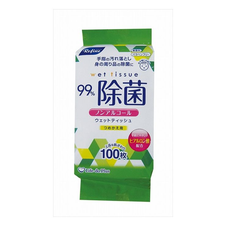 6個セット ライフ堂 LD-107 リファイン ノンアルコール ウェットティッシュ 詰替 100枚(代引不可)