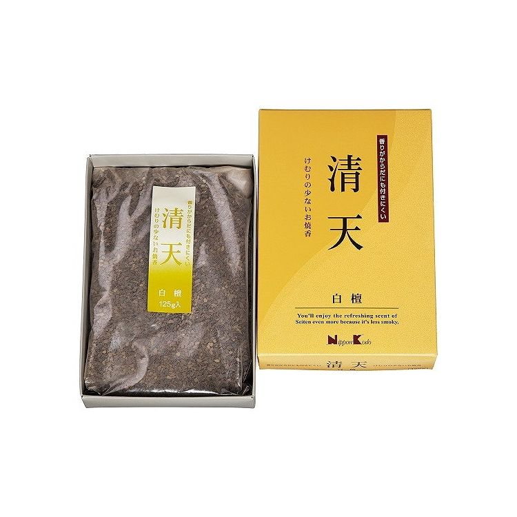 【単品30個セット】 日本香堂 けむりの少ないお焼香 清天 白檀 125G(代引不可)【送料無料】
