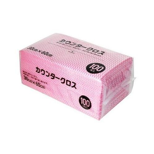 【単品2個セット】 大和物産 カウンタークロス 100枚 ピンク ふきん テーブル拭き 大容量 新生活 便利グッズ(代引不可)【ポイント10倍】【送料無料】