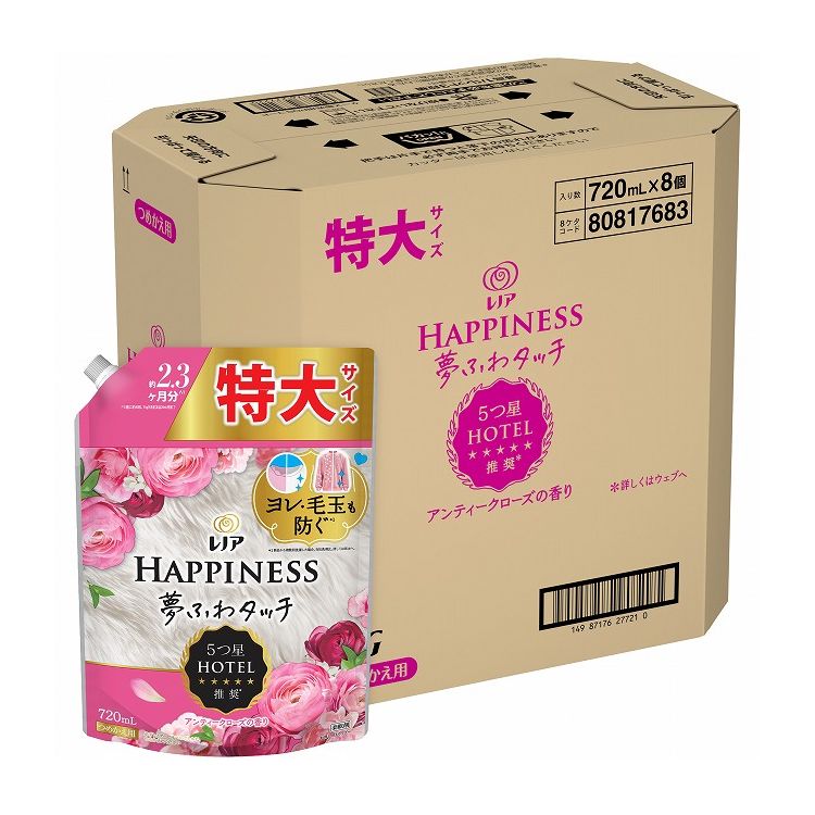 【単品4個セット】レノアハピネス夢ふわタッチ華やかに香るアンティークローズの香り詰替用特大サイズ(代引不可)【送料無料】