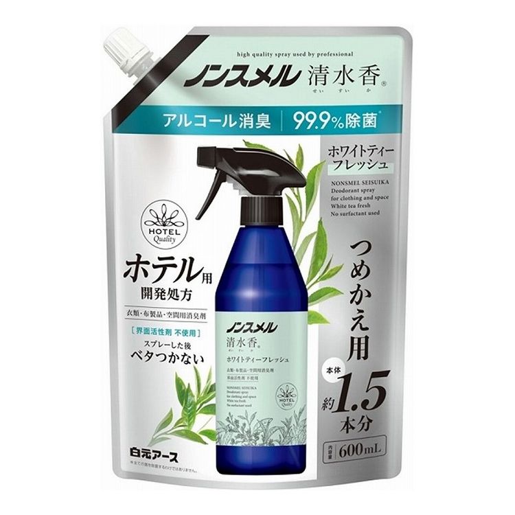 ※こちらの商品は単品商品（JANコード管理)の商品が6個セットでの販売となります。↓↓以下、単品商品説明分↓↓衣類・布製品の気になるニオイ※を消臭・除菌。にも。空間にも使用できます。界面活性剤不使用で、スプレーした後にベタつきません。速乾タイプ。ホワイトティーフレッシュの香り。※汗・体臭・タバコ・料理・ペットなどのニオイ■商品区分 雑品■製造国 日本■サイズ/容量 600ML■メーカー名 白元アース株式会社※メーカーの都合により予告なくパッケージ、仕様等が変更になる場合がございます。※アソート品のカラーはランダムでのお届けとなります。※当店はJANコード（商品コード）にて商品管理を行っている為、上記に伴う返品、交換等は受け付けておりませんで予めご了承の上お買い求めください。【代引きについて】こちらの商品は、代引きでの出荷は受け付けておりません。【送料について】北海道、沖縄、離島は送料を頂きます。