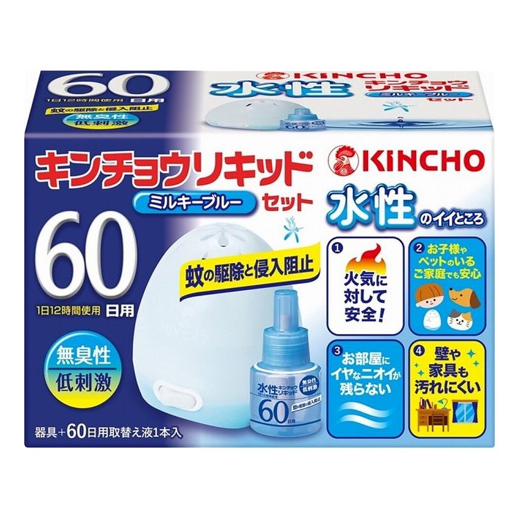 ※こちらの商品は単品商品（JANコード管理)の商品が6個セットでの販売となります。↓↓以下、単品商品説明分↓↓液体電子蚊取り器具と、60日用取替液とのセット。水性処方で、安定した殺虫効果と火気に対する安全性を兼備。蚊の駆除と共に、屋内への蚊の侵入も阻止します。無臭性。■商品区分 医薬部外品■製造国 日本■サイズ/容量 1セット■メーカー名 大日本除虫菊株式会社※メーカーの都合により予告なくパッケージ、仕様等が変更になる場合がございます。※アソート品のカラーはランダムでのお届けとなります。※当店はJANコード（商品コード）にて商品管理を行っている為、上記に伴う返品、交換等は受け付けておりませんで予めご了承の上お買い求めください。【代引きについて】こちらの商品は、代引きでの出荷は受け付けておりません。【送料について】北海道、沖縄、離島は送料を頂きます。