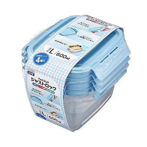 【単品7個セット】 エビス パックスタッフ ジャストロック長方形L・4コ入 日本製 冷凍 レンジ加熱 保存容器 食品保存(代引不可)【ポイント10倍】【送料無料】