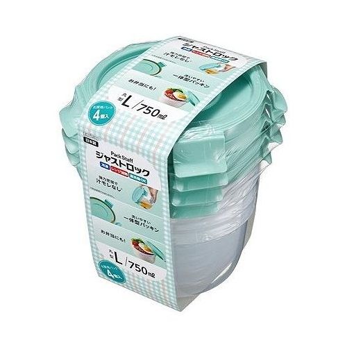 Plastic Storage Containers - 【単品7個セット】 エビス パックスタッフ ジャストロック丸型L・4コ入 日本製 冷凍 レンジ加熱 保存容器 食品保存(代引不可)【ポイント10倍】【送料無料】