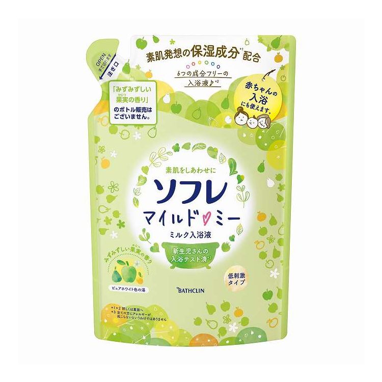 【単品2個セット】 バスクリン ソフレ マイルド・ミー ミルク入浴液 みずみずしい果実の香り 600mL(代引不可)【ポイント10倍】