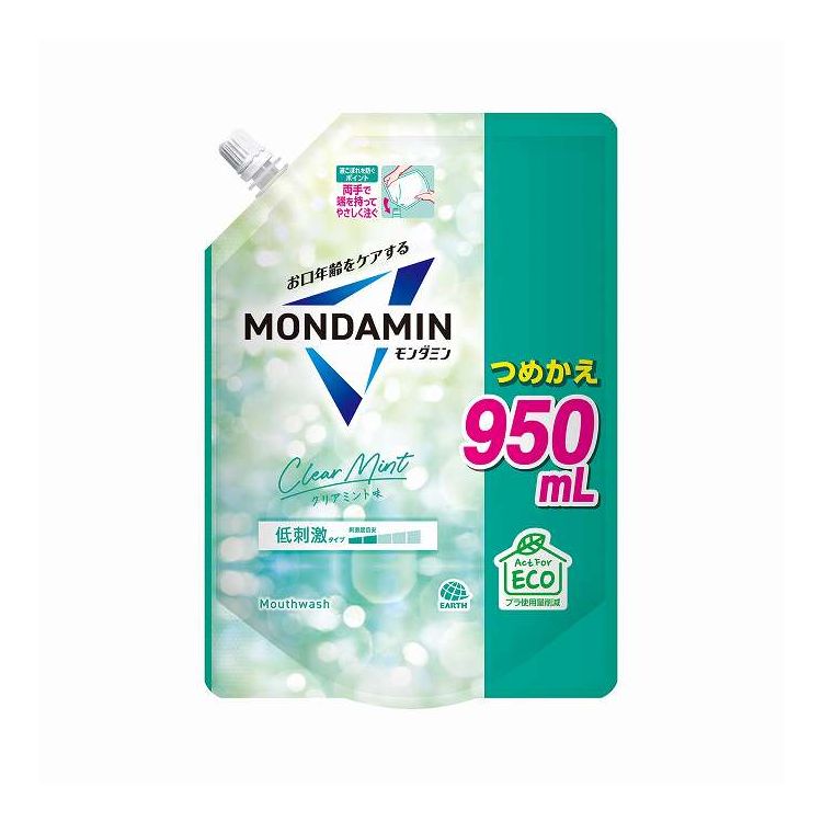 【単品6個セット】 アース製薬 モンダミン クリアミント つめかえ 950ml(代引不可)【ポイント10倍】【送料無料】