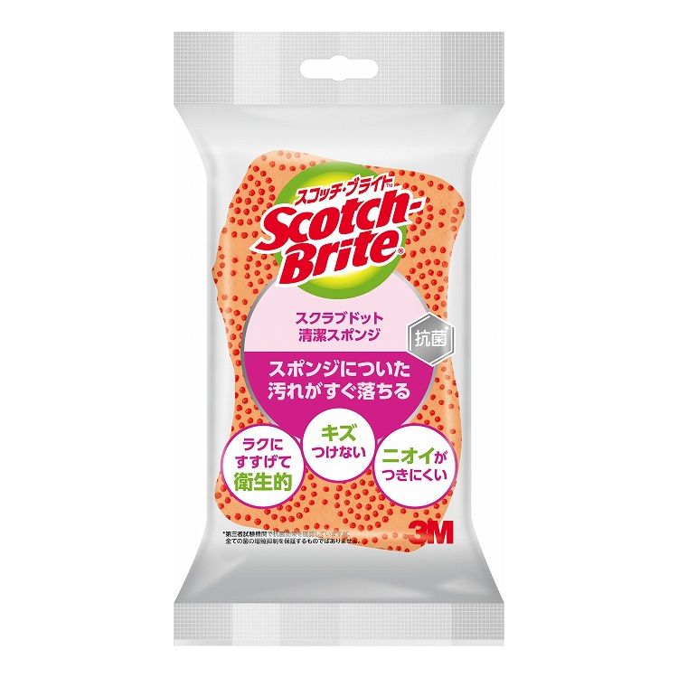 【商品説明】ラクにすすげて衛生的・キズをつけない・ニオイがつきにくい【商品詳細】商品区分：日用雑貨品内容量：1個製造国：米国本体重量(g)：9成分メーカー名：スリーエムジャパン（株）使用方法注意事項※予告なくパッケージリニューアルをされる場合がございますがご了承ください。※パッケージ変更に伴うご返品はお受け致しかねます。※メーカーの都合により予告なくパッケージ、仕様等が変更となる場合がございます。※当店はJANコードにて管理を行っている為、それに伴う返品、交換等はお受けしておりませんので事前にご了承の上お買い求めください。【特長】台所消耗品、たわし、ふきん、たわし、ふきん【代引きについて】こちらの商品は、代引きでの出荷は受け付けておりません。【送料について】北海道、沖縄、離島は送料を頂きます。