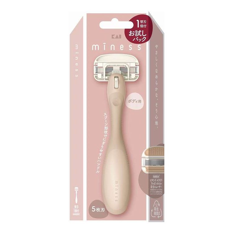 【商品詳細】部位別カミソリminessのボディ用カミソリ替刃1個付き。やさしくなめらかなそり心地。スプーン形状でにぎりやすいハンドル。3D首振り機能を搭載したシームレスフィッティングシステムです。メーカー名:貝印生産国・加工国:日本内容量:1個【代引きについて】こちらの商品は、代引きでの出荷は受け付けておりません。【送料について】北海道、沖縄、離島は送料を頂きます。