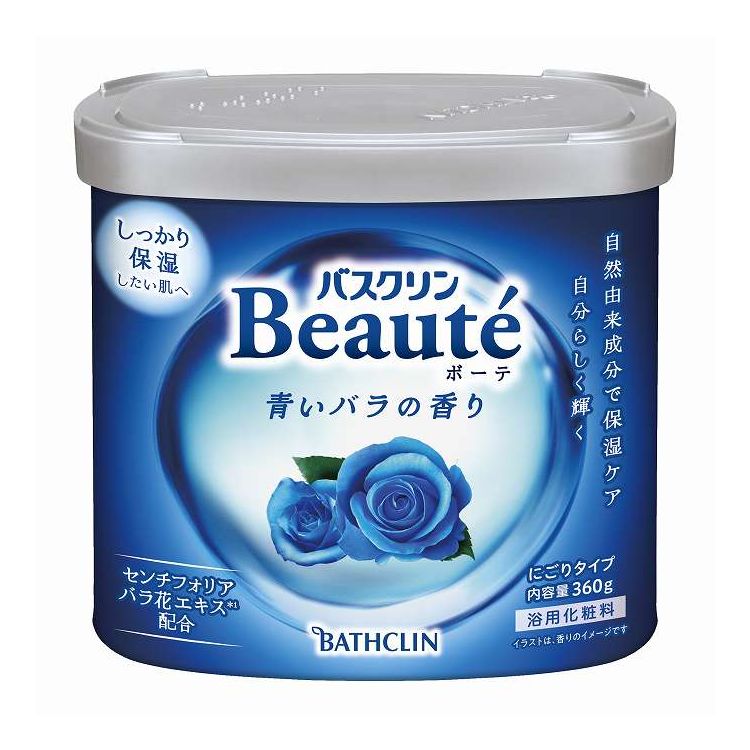 【商品詳細】●忙しい1日の終わりに、私だけのちょっとぜいたくなバスタイムを●自然由来の保湿成分配合●やさしさにつつまれる、香りと湯色●しっかり保湿したい肌へ●センチフォリアバラ花エキス配合、うるおい肌へ●神秘の青いバラの香り／シルキーブルーのお湯（乳青色系・にごりタイプ）成分:硫酸Na、酸化チタン、グルタミン酸Na、香料、センチフォリアバラ花エキス、ホホバ種子油、シリカ、セルロースガム、BG、水、青1、赤227商品区分:化粧品メーカー名:バスクリン生産国・加工国:日本内容量:360G【代引きについて】こちらの商品は、代引きでの出荷は受け付けておりません。【送料について】北海道、沖縄、離島は送料を頂きます。