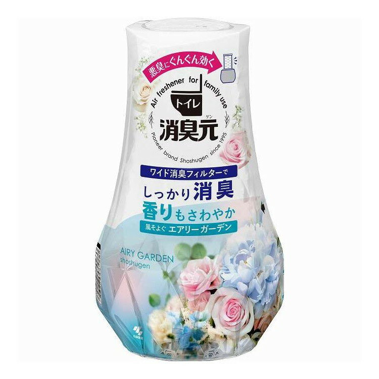 ※単品の場合の商品情報になります。予めご了承ください。 【商品詳細】 ●デコボコ加工の「ワイド消臭フィルター」が悪臭をキャッチ！イヤなニオイをしっかり消臭します●ナチュラル感のある香り●シャバシャバで香りリフレッシュ●消臭フィルターを引き上げ、好きな強さに香り調節●大容量400mLで効果長持ち。最後の一滴まで残さず効く●再生樹脂を使用したエコ容器 メーカー名:小林製薬 生産国・加工国:日本 内容量:400ml【代引きについて】こちらの商品は、代引きでの出荷は受け付けておりません。【送料について】北海道、沖縄、離島は送料を頂きます。