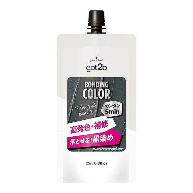 【商品詳細】【＃ダメージレスを追求】サロンで話題のボンディング・テクノロジーを搭載したカラートリートメント。ダメージ髪も芯から補修しながら思い通りの発色へ。インナーカラーやイヤリングカラーなどトレンド感のあるおしゃれヘアをたった5minで！使いやすいミニサイズながら取り置きできるキャップ付き。成分:成分：水、セテアリルアルコール、ヤシアルコール、PEG‐8、塩化Mg、ココジモニウムヒドロキシプロピル加水分解ケラチン（羊毛）、加水分解ケラチン（羊毛）、スクレロカリアビレア種子油、パンテノール、セテアレス‐20、コカミドプロピルベタイン、ジメチコン、メチルパラベン、ポリクオタニウム‐6、プロピルパラベン、クエン酸、エタノールアミン、エチドロン酸、ラウレス‐23、ラウレス‐4、香料、HC青16、塩基性赤76、塩基性黄57、塩基性黄87商品区分:化粧品メーカー名:ヘンケルジャパン生産国・加工国:中国内容量:25G【代引きについて】こちらの商品は、代引きでの出荷は受け付けておりません。【送料について】北海道、沖縄、離島は送料を頂きます。
