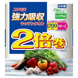 【単品16個セット】 エルモア 強力吸収キッチンタオル 2倍巻 2ロール 2枚重ね×100カット カミ商事(代引不可)【送料無料】