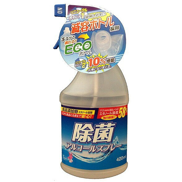このページは4516825004353単品が16個セットの商品ページです【商品特徴】食品添加物ですので食品にかかっても大丈夫です。エタノール濃度58％も高濃度です。ECOボトル採用【製造者】株式会社友和【生産国】日本【単品内容量】420ML※メーカーの都合によりパッケージ、内容等が変更される場合がございます。当店はメーカーコード（JANコード）で管理をしている為それに伴う返品、返金等の対応は受け付けておりませんのでご了承の上お買い求めください。【代引きについて】こちらの商品は、代引きでの出荷は受け付けておりません。【送料について】北海道、沖縄、離島は別途送料を頂きます。