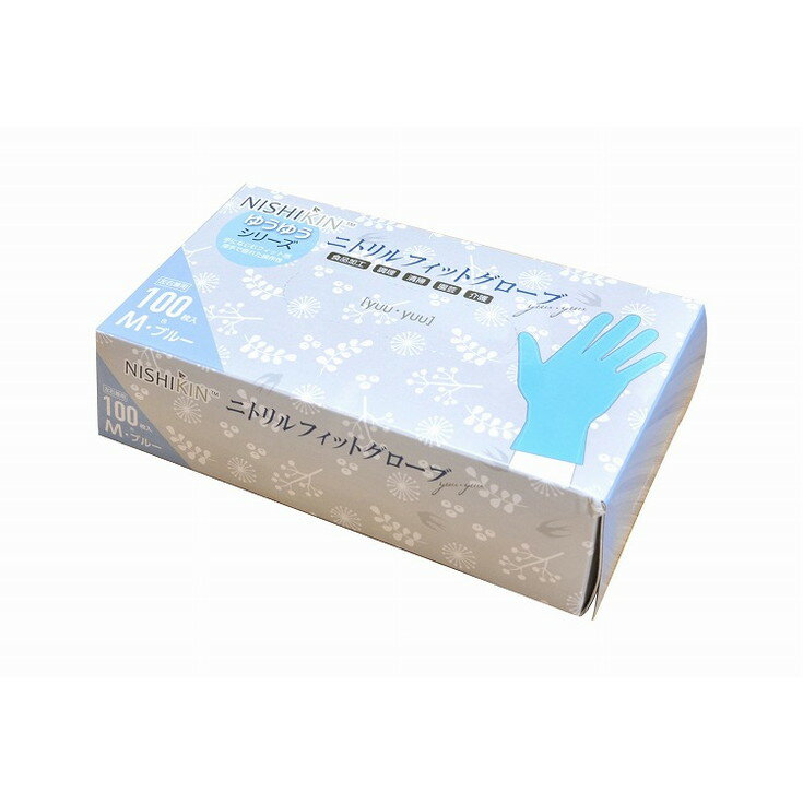 【単品12個セット】ゆうゆうグローブニトリルフィットグローブブルーM 錦尚金【送料無料】