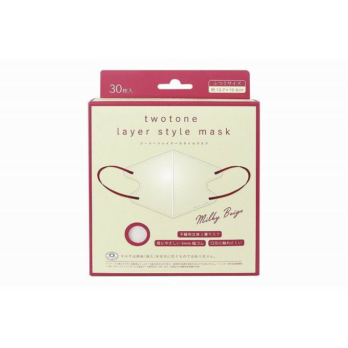 【単品3個セット】 ツートーンレイヤースタイルマスクベージュ30枚 株式会社富士(代引不可)【送料無料】(4.0)