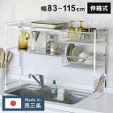 日本製 燕三条 ステンレスシンク上水切りラック シンク上 水切りラック モイスプレート付き 水切りかご シンク上収納 伸縮式 珪藻土 頑丈 2段 箸カゴ サイド...