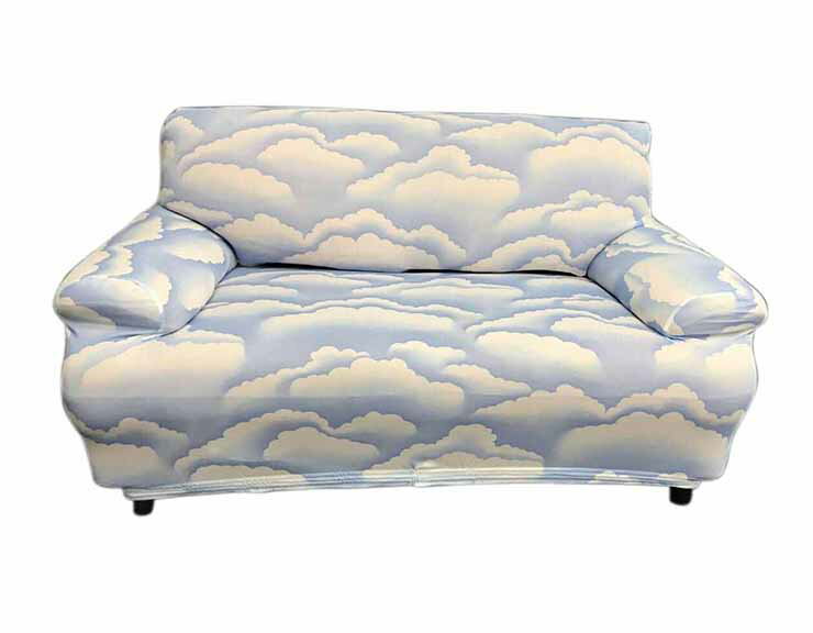 プリントソファカバー 雲 2人掛け ソファーカバー 2pソファ 肘付き 肘なし 伸縮 北欧 カバー ストレッチ 柄もの(代引不可)【送料無料】 [2]