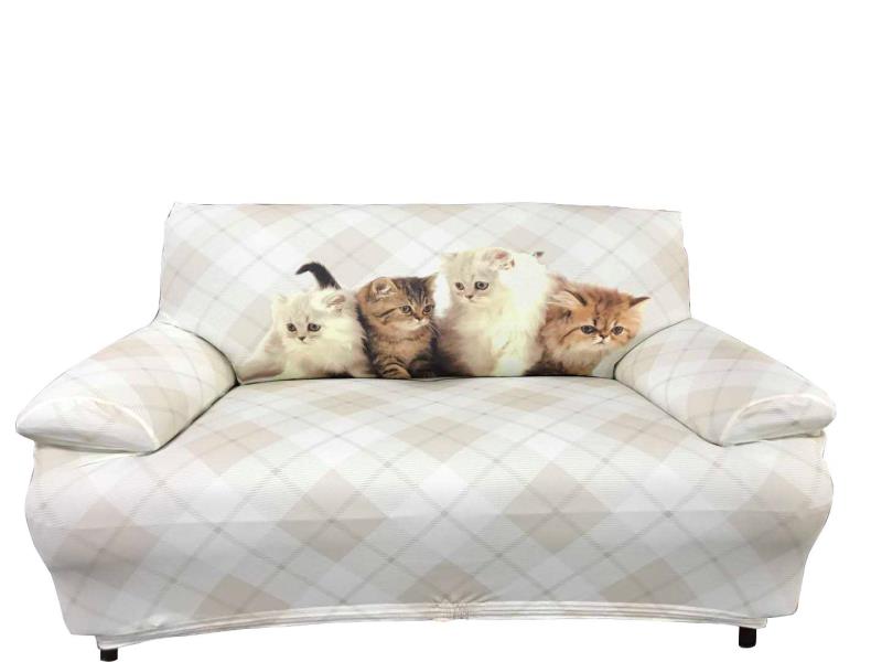 ソファーカバー 3人掛け プリントソファーカバー キャット 犬 デジダルプリント 伸縮 ストレッチ フィット おしゃれ 柄物(代引不可)【送料無料】 [3]