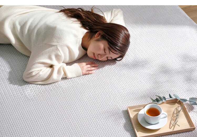 アイリスオーヤマ ラ・クッションラグ ヘリンボーンベロア 185×185cm グレー ACRHV-1818 ラグ ラグマット カーペット IRIS OYAMA【送料無料】 [3]