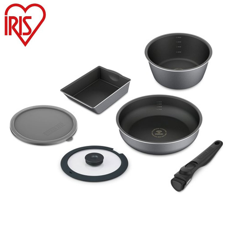 アイリスオーヤマ フライパンセット IH6点セット 着脱ハンドル ダイヤモンドコートパンディープラス IH6点セット DCI-S6S IRIS OYAMA キッチン 調理用品 キッチンツール(代引不可)【送料無料】