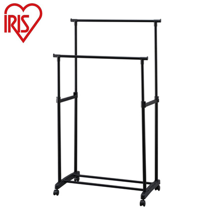 アイリスオーヤマ パイプハンガー ダブルタイプ スリム おしゃれ ハンガーラック インテリアハンガー コートハンガーPE-E280R IRIS OYAMA(代引...
