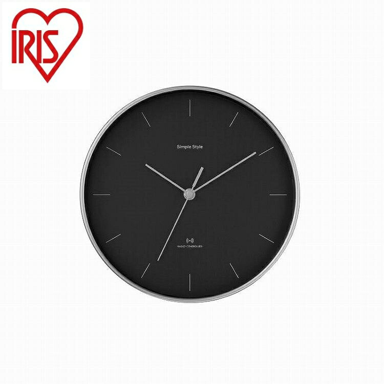 アイリスオーヤマ 壁掛け電波時計 ACR01-25-B ブラック IRIS OHYAMA(代引不可)【送料無料】
