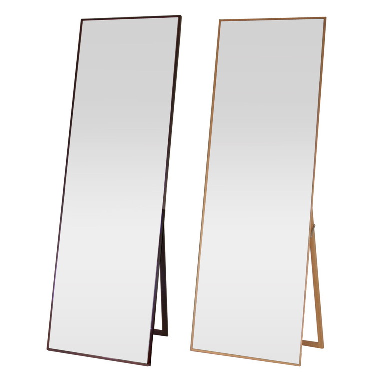 ミラー 全身鏡 50×160cm 飛散防止加工 鏡 大きめ スタンドミラー 天然木 姿見 おしゃれ 北欧 木製 アンティーク 折りたたみ 収納 完成品 ワイド(代引不可)【送料無料】 [2]