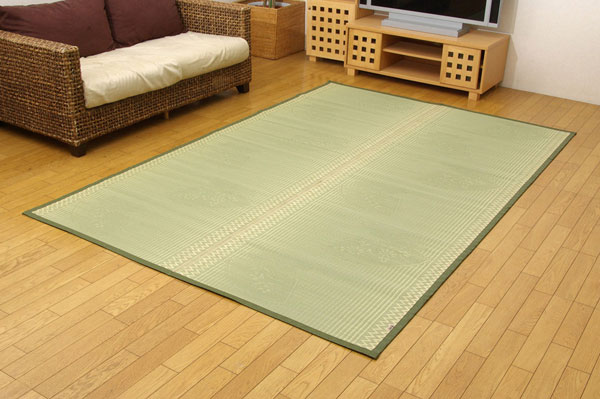 Loop Carpets - 純国産 イ草花ござカーペット 『扇』 江戸間6畳（約261×352cm)【送料無料】【代引き不可】
