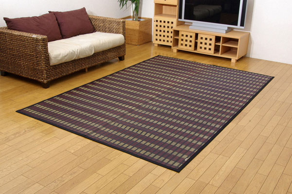 261 cm X 352 cm - 【福岡県品評会最優秀賞】純国産 い草花ござ 『鍋島』 ブラック 江戸間6畳(約261×352cm)【送料無料】【代引き不可】