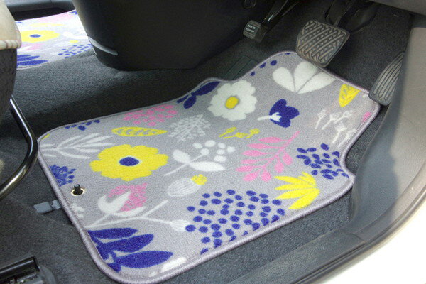 フロアマット カーマット 運転席 助手席 北欧 ミルカ フロントマット グレー 約45×60cm(代引不可)【送..