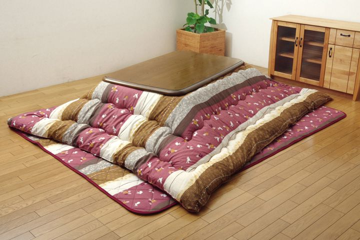 和柄 こたつ布団セット 正方形 『こよみ』 ローズ 205x205cm(代引不可)【送料無料】