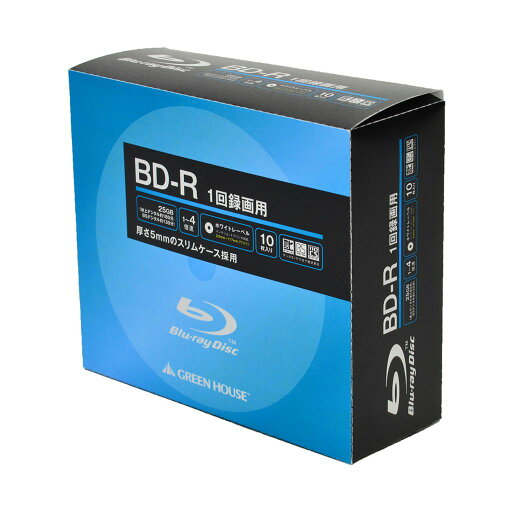 グリーンハウス BD-R 録画用 25GB 1-4倍速 10枚スリムケース GH-BDR25A10C(代引き不可) グリーンハウス BD-R 録画用 25GB 1-4倍速 10枚スリムケース GH-BDR25A10C(代引き不可)