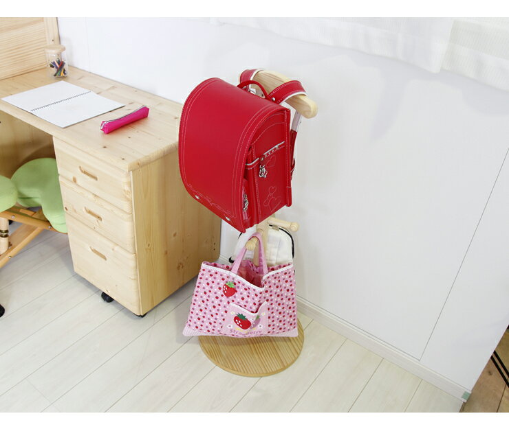 天然木キッズ ランドセルハンガーポール 幅45cm 奥行45cm 高さ100cm 木製 北欧 簡...
