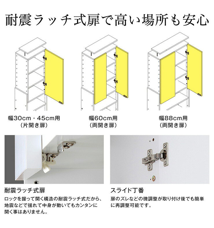 日本製 天井 ツッパリ ラック 専用上部BOX用扉幅45cm 国産 収納 つっぱり つっぱり収納 収納ラック つっぱりラック(代引不可)【送料無料】 [3]