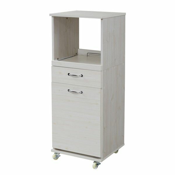 食器棚 コンパクト レンジ台 レンジラック ダストボックス ペール付 幅 45 キッチンラック H120 ホワイ..