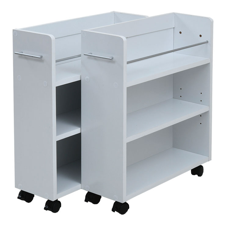 クローゼット 収納 ラック 本棚 2個セット 幅19 奥行58 キャスター付き ワゴン 整理 隙間 家具 押入れ 収納 リビング ホワイト(代引不可)【送料無料...