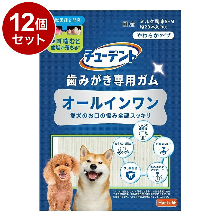【12個セット】 住商アグロ チューデント 歯みがき専用ガム オールインワン やわらかタイプ S‐M 70g【..