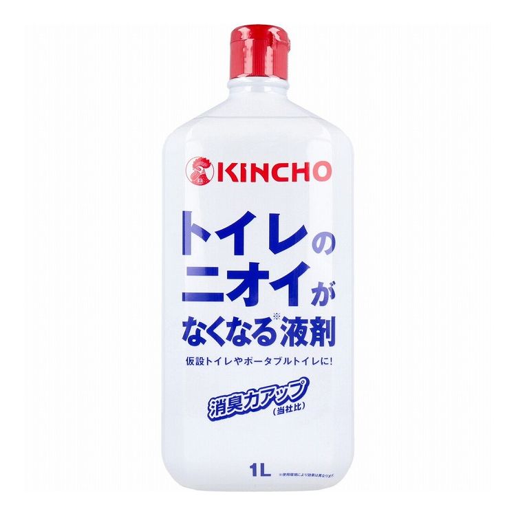 有機酸配合で、高い消臭効果を発揮！●除菌剤配合。細菌の繁殖に伴う悪臭の発生を抑制します。●マッチング香料を配合。悪臭に対して調和消臭効果を発揮します。●ハーモナイズド香料配合。【成分】有機酸、キレート剤、除菌剤、界面活性剤、香料、色素、水【液性】弱酸性※他のトイレ用洗浄剤と混ざっても有毒ガスは発生しません。【効能・効果】仮設トイレやポータブルトイレから発生する臭いの低減。【使用方法】仮設トイレ：100L未満の給水タンクに1本(全量)投入する。ポータブルトイレ：バケツに1回約20mL(4押し)を水1.5L〜2Lに溶かして使用する。※本品は公衆トイレや一般家庭用トイレではご使用いただけません。【注意】・用途外に使用しない。・希釈に際しては、保護メガネ等の保護具を着用する。・眼や皮膚、衣類などにつかないように注意する。・使用後は手を洗うこと。・床や壁などに液が誤ってかかった場合は速やかに拭き取り、よく水拭きする。・直射日光や高温を避け、子供や認知症を患っている方の手が届かない場所に保管する。・容器を転用しない。・使用後の容器は、自治体の定める区分に従って廃棄する。個装サイズ：99X232X71mm個装重量：約1156g内容量：1000mLケースサイズ：44.5X26.2X21.2cmケース重量：約14.5kg製造国：日本【発売元：大日本除虫菊株式会社(金鳥)】【特長】消臭、芳香剤※メーカーの都合によりパッケージ、内容等が変更される場合がございます。当店はメーカーコード（JANコード）で管理をしている為それに伴う返品、返金等の対応は受け付けておりませんのでご了承の上お買い求めください。【送料について】北海道、沖縄、離島は送料を頂きます。