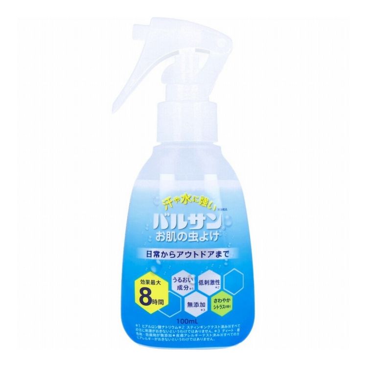 【商品詳細】日常からアウトドアまで。商品区分：防除用医薬部外品成分：有効成分：イカリジン15%その他の成分：ヒアルロン酸Na-2、ジメチコン、POE・POPジメチコン共重合体、アクリル酸アルキル共重合体ジメチコンエステル、シクロペンタシロキサン、トリシロキサン、香料、エタノール、精製水内容量：100ml製造国：日本メーカー名：レック株式会社【効能・効果】蚊成虫、ブユ(ブヨ)、アブ、マダニ、トコジラミ(ナンキンムシ)、イエダニ、ノミ、ヌカカ、ヤマビルの忌避【使用方法】★蚊成虫、ブユ(ブヨ)、アブ、マダニ、イエダニ、トコジラミ(ナンキンムシ)、ノミの忌避容器をよく振って、肌から約10センチ離し、適量を肌にまんべんなくスプレーする。顔、首筋には手のひらに一度スプレーしてから肌に塗布する。★ヌカカの忌避容器をよく振って、肌及び衣類(シャツやズボンのすそ等)に、約10センチの距離から適量をまんべんなくスプレーする。顔、首筋には手のひらに一度スプレーしてから肌に塗布する。★ヤマビルの忌避容器をよく振って、肌及び衣類(シャツやズボンのすそ等)や履物それらの内側の肌に、約10センチの距離から適量をまんべんなくスプレーする。顔、首筋には手のひらに一度スプレーしてから肌に塗布する。【送料について】北海道、沖縄、離島は送料を頂きます。