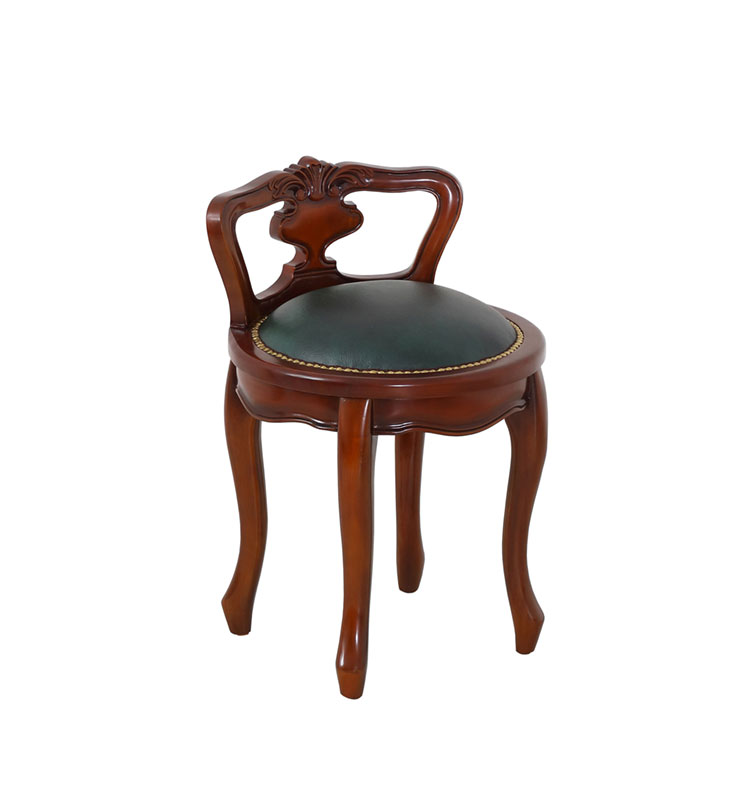 背付ラウンドチェア 回転チェア 完成品 マホガニー 天然木 ラッカー塗装 ヴァーサ アンティーク調 高級感 おしゃれ エレガント(代引不可)【送料無料】