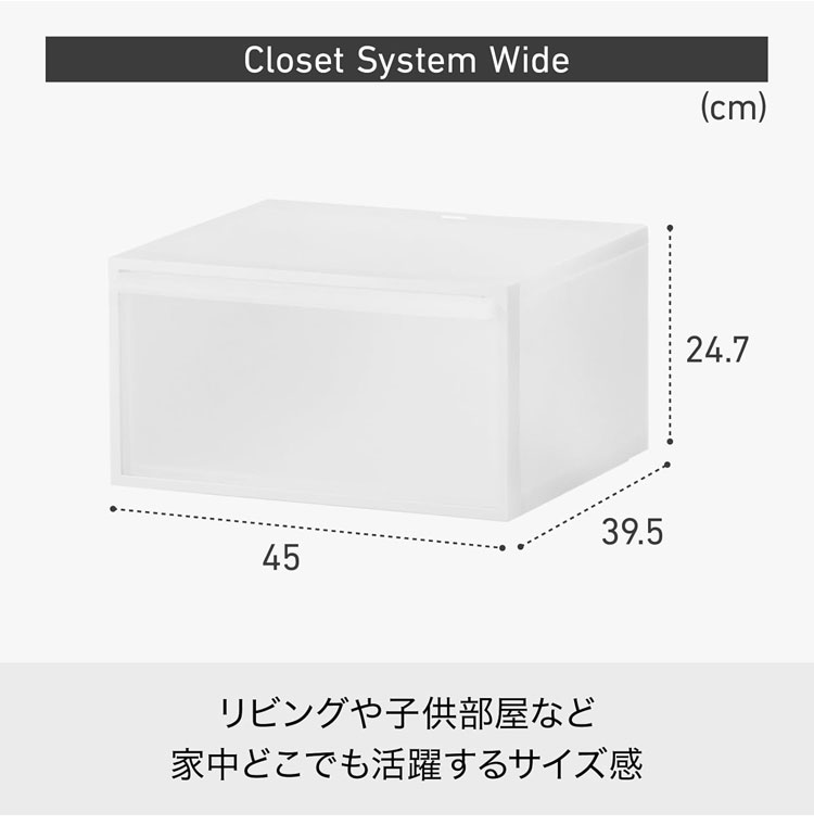 リコメン堂の収納ケース[クローゼットシステム 引出し ワイドM ] 日本製 積み重ねOK スタッキング時浮き防止機能 引出し抜け落ち防止機能 プラスチック CS-WD2 ホワイト 収納ボックス【送料無料】｜アングル3